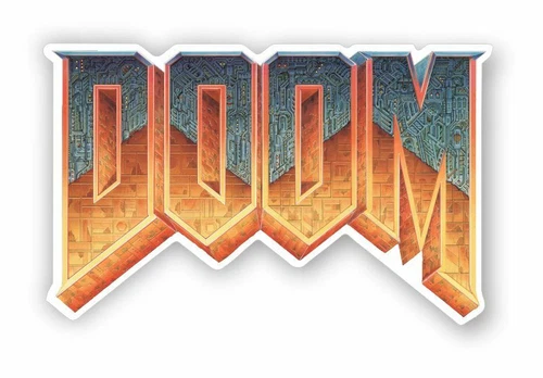 Sticker plastifié DOOM retro gaming - 14,5cm x 9cm