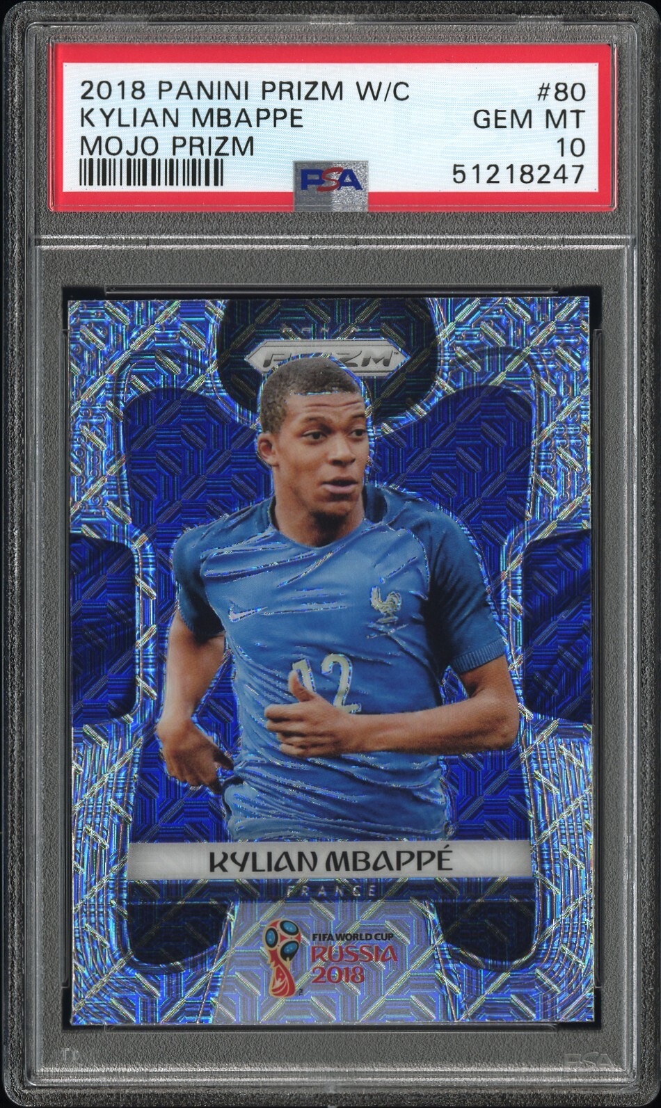 2018 PANINI PRIZM WORLD CUP MOJO PRIZM #80 KYLIAN MBAPPE PSA 10
