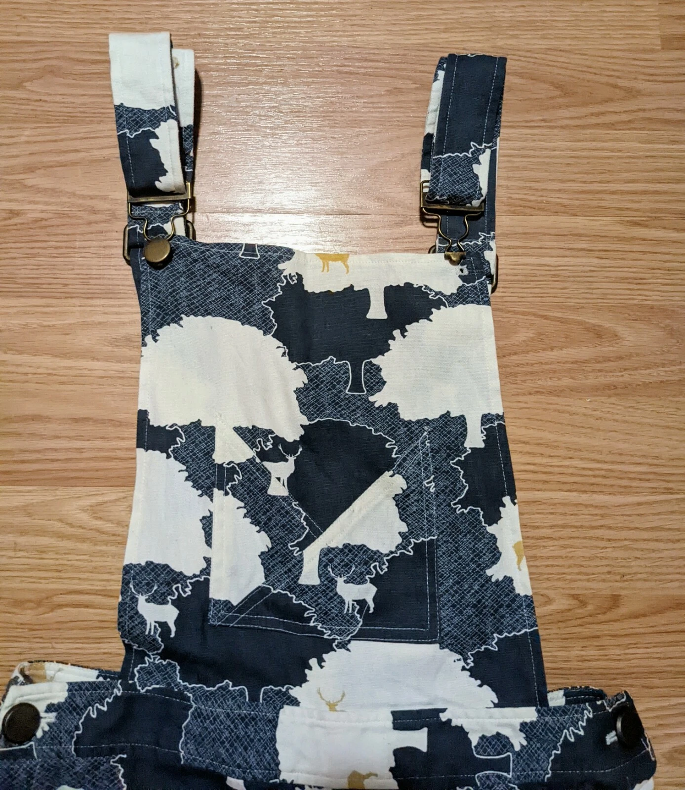 Vaute Overalls Romper S Rare Deer Print Cotton Canvas Summer Whimsical - product detail image 2