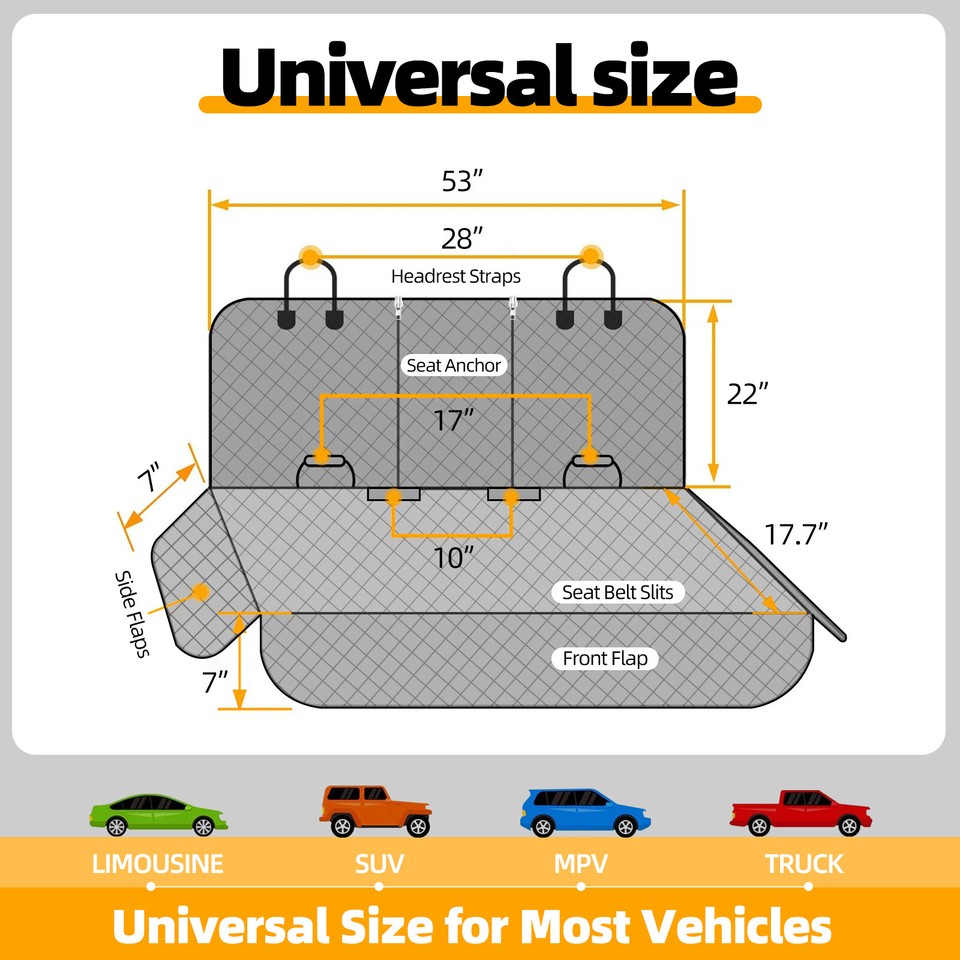 Dog Seat Cover for Back Seat, Durable Dog Car Seat Protector for Trucks