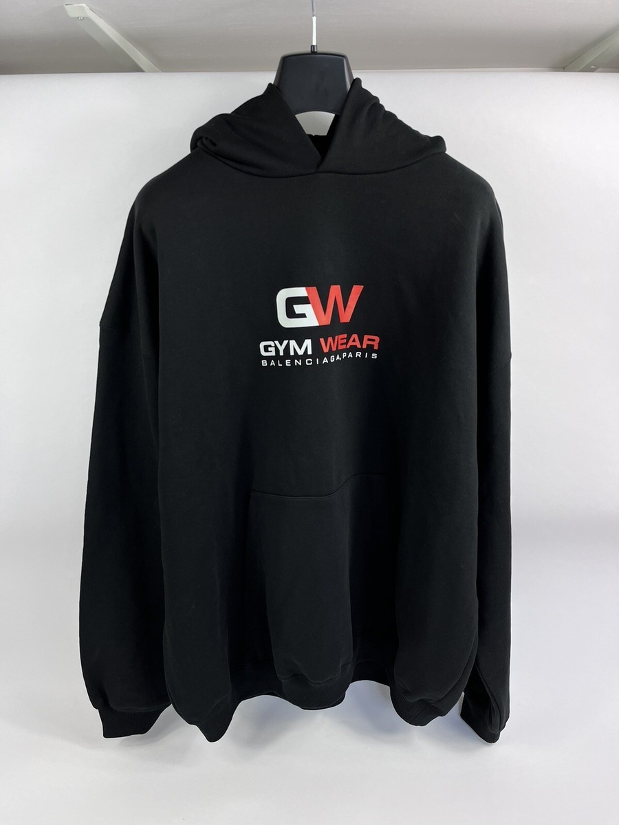 BALENCIAGA GYM PRINT LOGO OVERSIZED MENS HOODIE SIZE:XXS BALENCIAGA GYM PRINT LOGO OVERSIZED MENS HOODIE SIZE:XXS