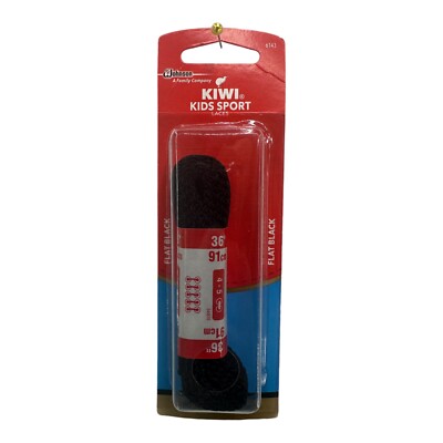 Kiwi Kids Sport Shoe Laces Flat Black  36 In 4-5  Eyelets