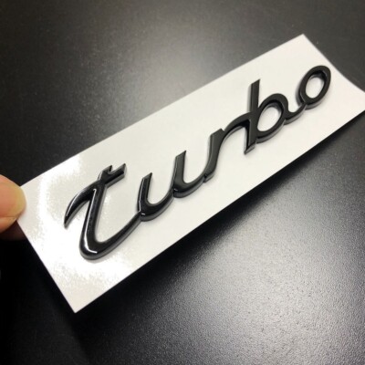 Gloss Black 3D Turbo Racing Badge Modified Car Trunk Lid Emblem Decal Sticker