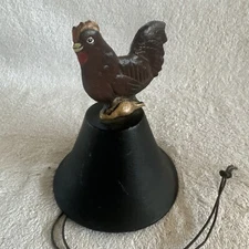 Vintage Cast Iron Bell Rooster Chicken Large Wall Mount Dinner Bell