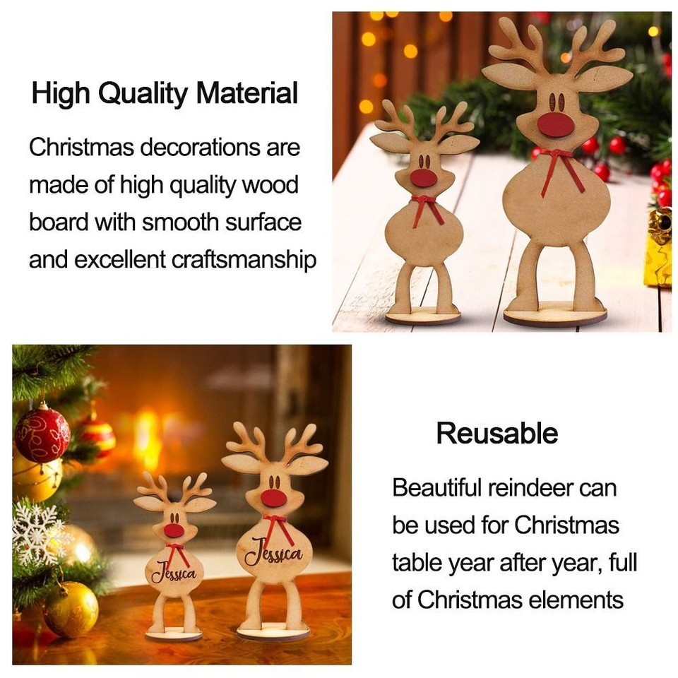 Freestanding Reindeer Table Ornaments Family Names Christmas Deer