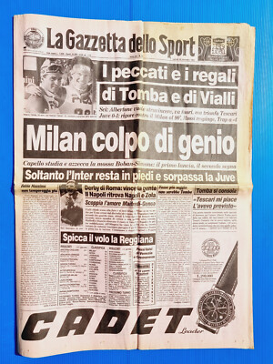 Gazzetta Dello Sport 30 Novembre 1992 Juventus-Milan 0-1 Inter Napoli
