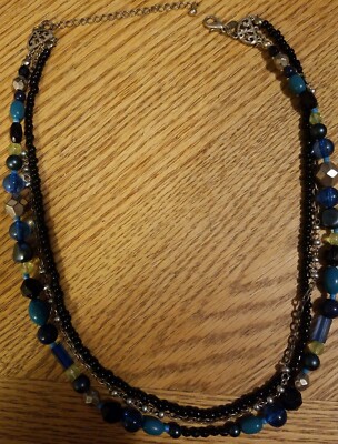 Premier Midnight Black/blue Beaded Necklace 