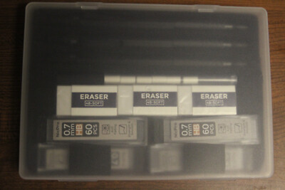 NicPro Drafting Architect 21 piece HB .7mm pencil 4B-Soft erasers set black NEW 