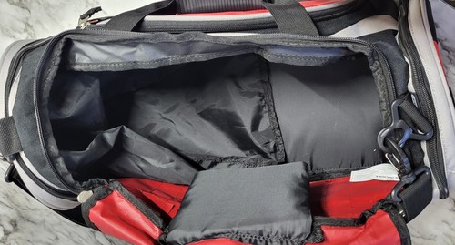 Ogio Duffel Bag. PERSONALIZED: ZEELAND DANCE. Red & Black. Padded Shoulder Strap - Picture 4 of 5