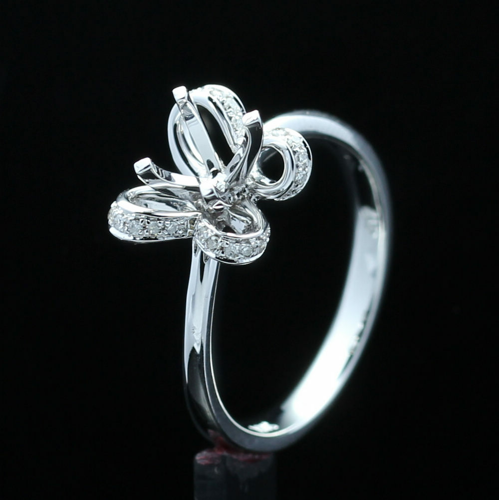 Fine Jewelry Round Real Diamonds Ring Semi Mount Setting