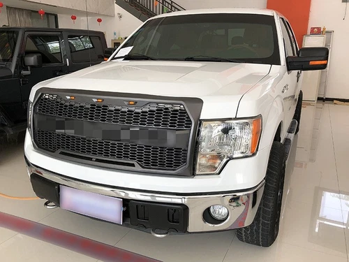 Parrilla de malla de parachoques delantera negra con luz LED para F150 2009-2014 - Imagen 11 de 12