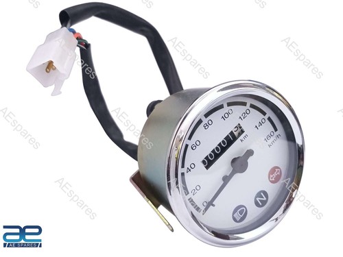 Speedo Blanc Km/h Pour Royal Enfield Bullet Modèles Anciens Moto - Photo 3/15