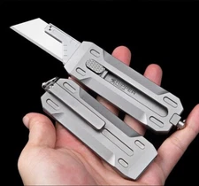 TC4 Titanium Retractable Utility Box Cutter Razor Blade Manual Pocket Knife EDC