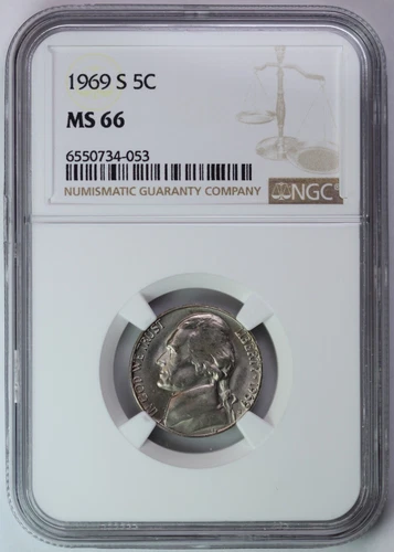 1969-S NGC MS 66 United States / American 5c Jefferson Nickel