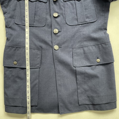 US AIR FORCE Coat Man's Blue Tropical Jacket 39R Technical Sargent Vietnam Era - Picture 8 of 12