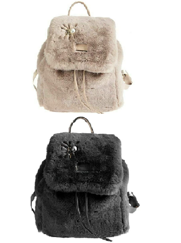 Borsa zaino zainetto eco pelliccia Romeo Gigli beige o nero donna ragazza |  eBay