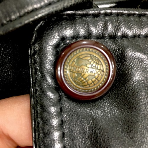 Chaqueta de Bombardero de Cuero para Hombre de Colección Bajo Madera Negra Piel de Cordero con Cremallera Frontal Grande L - Imagen 6 de 10