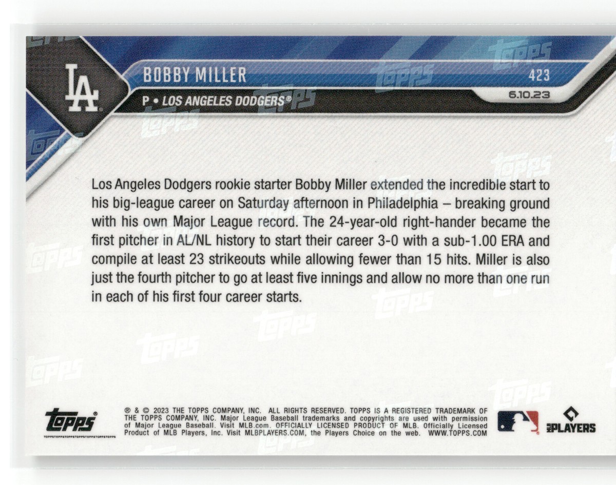 その他 17/25 Topps Now Bobby Miller Auto /25 Bobby Miller Auto for sale | eBay