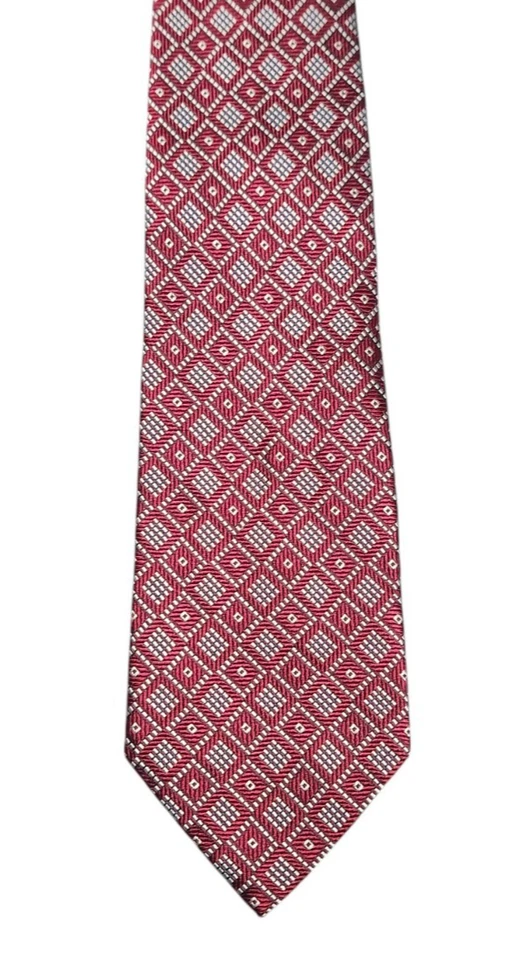 Maus & Hoffman 100% Silk Mens Tie Necktie Geometric Red - Image 2 of 4