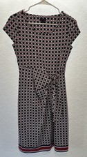 Talbots Dress Women's XS Cap Sleeve Knit Stretch Tie Front Black Blue Red Career