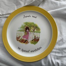 Holly Hobby Style Vintage Ceramic Friends Need No Special Invitation Plate