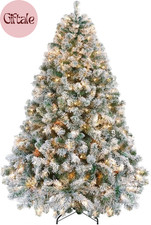 6Ft Pre-Lit Snow Flocked Artificial Christmas Tree, 250 Lights