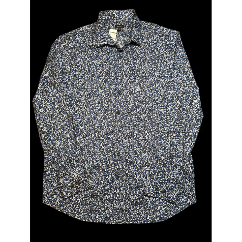 Camisa de vestir Express ajustada con estampado floral manga larga con botones para hombre grande nueva con etiquetas Foto 2 de 4