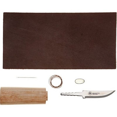 Brusletto DIY Knife Kit Blade Blank Leather Needle Thread Sleeve Block - BO82001