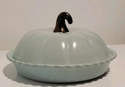Ciroa  Let s Give Thanks  Pumpkin Covered Pie Dish Stoneware Baking Dish w/ Lid