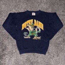 Vintage Notre Dame Youth Sweatshirt Crewneck TNT Made In USA Large Pin Hole