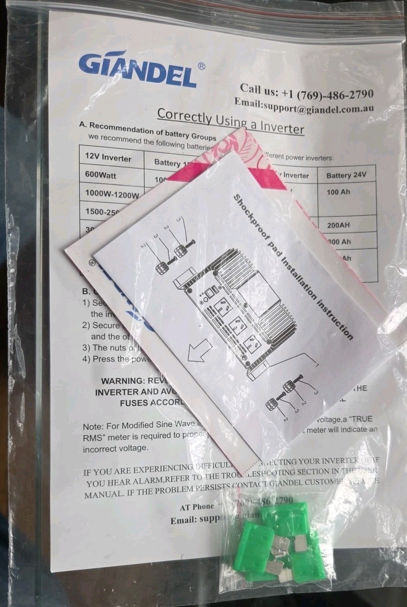 GIANDEL 2000W Power Inverter Modified Wave 12 Volt DC to 110V 120V AC Outlets