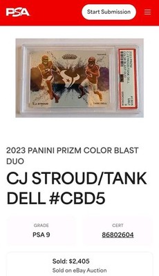 2023 Prizm Color Blast Duo CJ Stroud / Tank Dell RC Rookie Texans