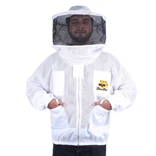 Beekeeping 3 Layer ventilated Jacket-Round veil USA-BINI BEES