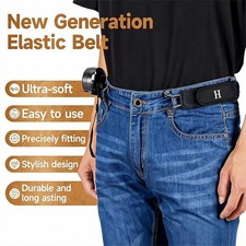Tactical Metal Hook Elastic Belt Unisex Buckle-Less Invisible Waist Belt Closure