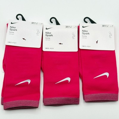Nike Spark Socks (3 Pair) Crew, Lightweight Size 8 - 9.5 Mens Pink DA3584-667