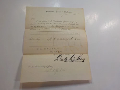 Civil War Document 1863 Wounded Soldier Furlough 108th New York Hospital Signed
