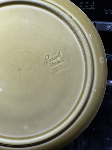 Assiettes MCM Russel Wright Steubenville neuf (9) grès vert chartreuse vintage 10" - Photo 4/9