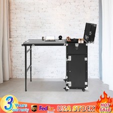 Nail Desk Mobile Station Rolling Makeup Train Case Manicure Table with Speaker