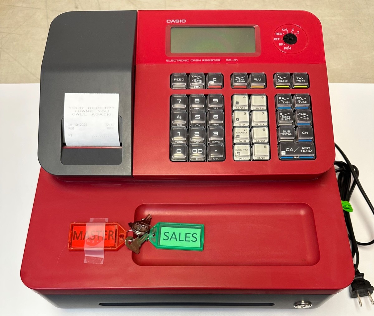 CACIO SE-G1 レジスター Casio SE-G1 Cash Register POS system RED with Ops & Drawer