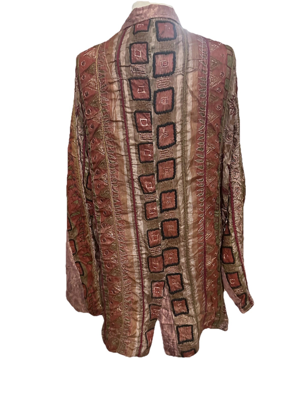URU Silk Patches Patchwork  Button Tunic  Jacket … - image 5