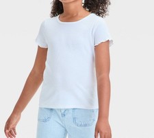 Cat Jack Girls Ribbed White Stretch Size Medium 8 Shirt