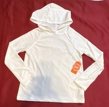 Wonder Nation Hooded Sun Shirt UPF 50 Long Sleeve Pullover White Large NWT