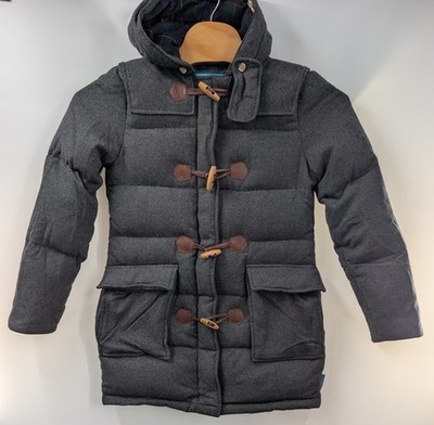 Penfield Mens Small Wool Blend Jacket Zip Toggle Down Feather Gray Hood Puffer