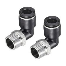2er Set 90 Grad Bogen schieben zum Verbinden von 10 mm Rohr OD schwarz silber Ton 3 8