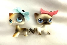 Littlest Pet Shop Authentic #5 White Black Siamese & #106 Calico Short Hair