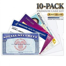 10-pack Premium Clear Card Protectors -Fit Social Security, Medicare & ID Cards