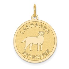 14k Yellow Gold LABRADOR RETRIEVER 20mm Engravable Disc Dog Charm Pendant