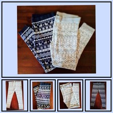 Damen Norweger Leggings lange Unterhose Set grau blau XL 46 Baumwollgemisch