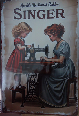 SINGER NÄHMASCHINE   RETRO BLECHSCHILD  20 x 30 cm