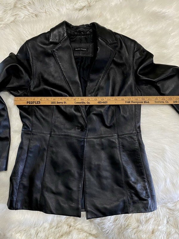 Black Leather Blazer Jacket Valerie Stevens